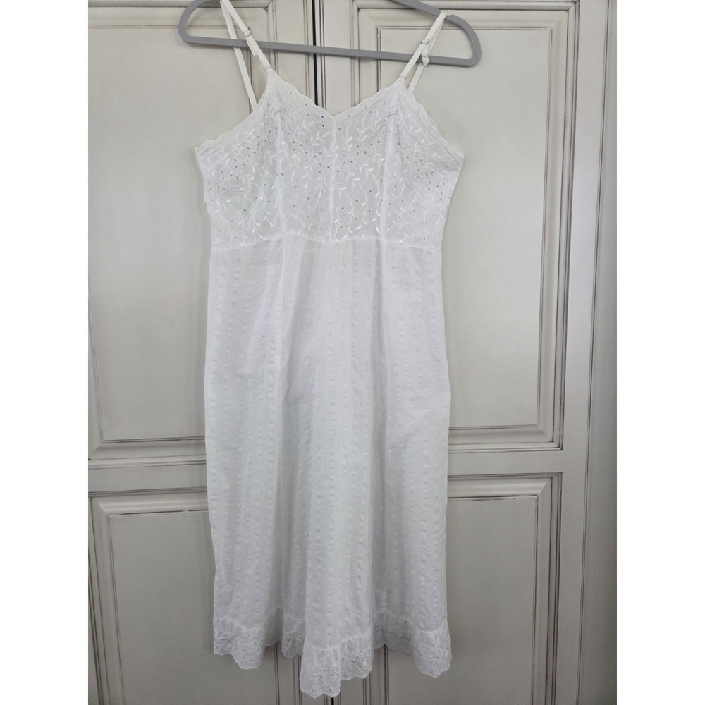 Vtg Penneys Adonna Eyelit Cotton Slip Gown Cottagecore Prairie Womens S Romantic